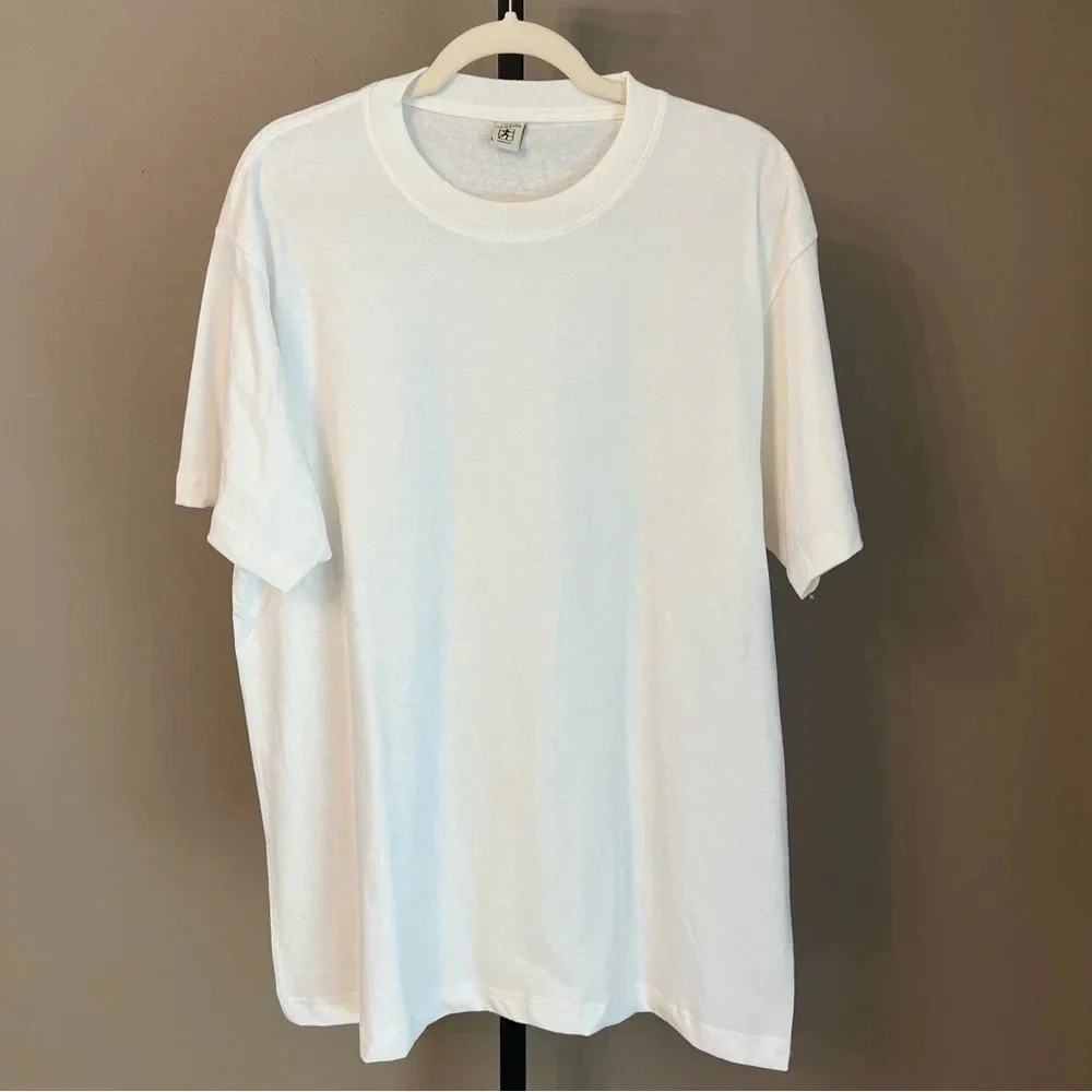 Pack of 2 Sporty & Rich Men’s Oversized Classic Crew Tee Shirt White NWOT